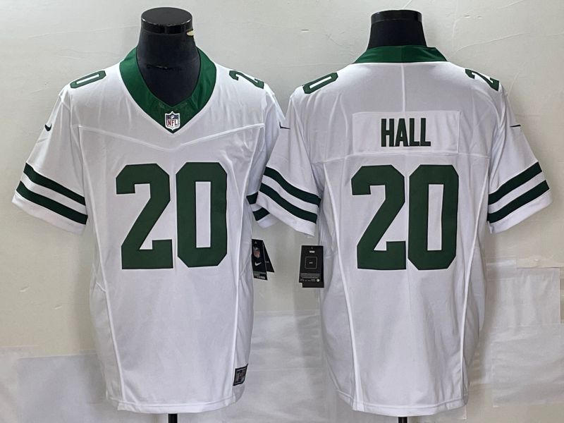 Men New York Jets 20 Hall White Nike Throwback Player Game NFL Jersey